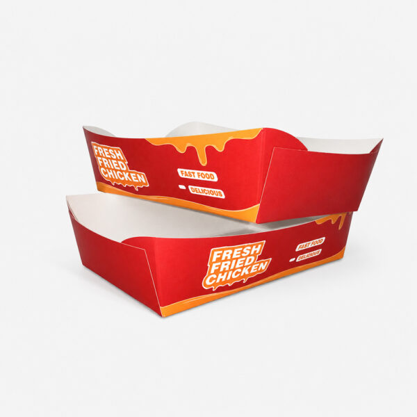 Printed Paper Food Tray for Fried Chicken Service Printed Paper Food Tray for Fried Chicken Service