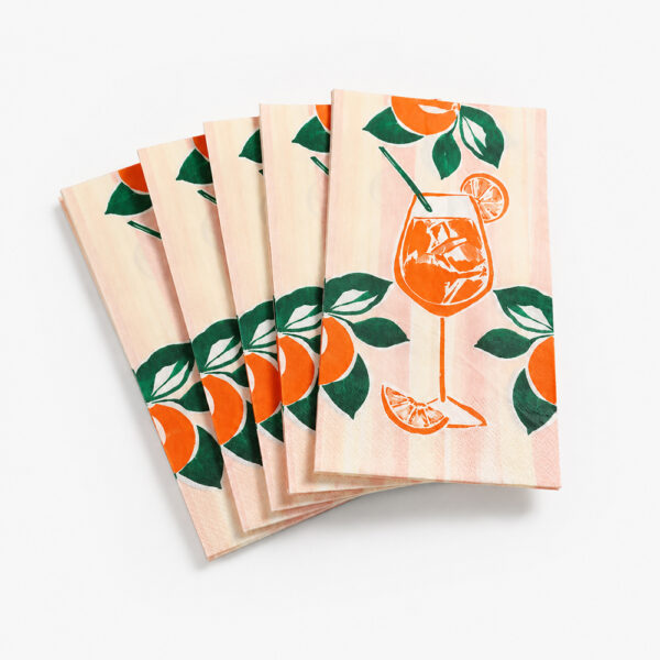 Printed Paper Napkins with Floral and Citrus Designs Printed Paper Napkins with Floral and Citrus Designs
