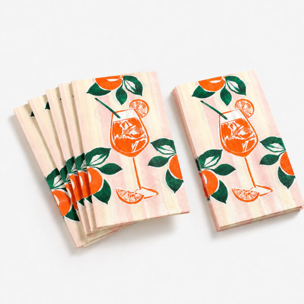 Printed Paper Napkins with Floral and Citrus Designs Printed Paper Napkins with Floral and Citrus Designs