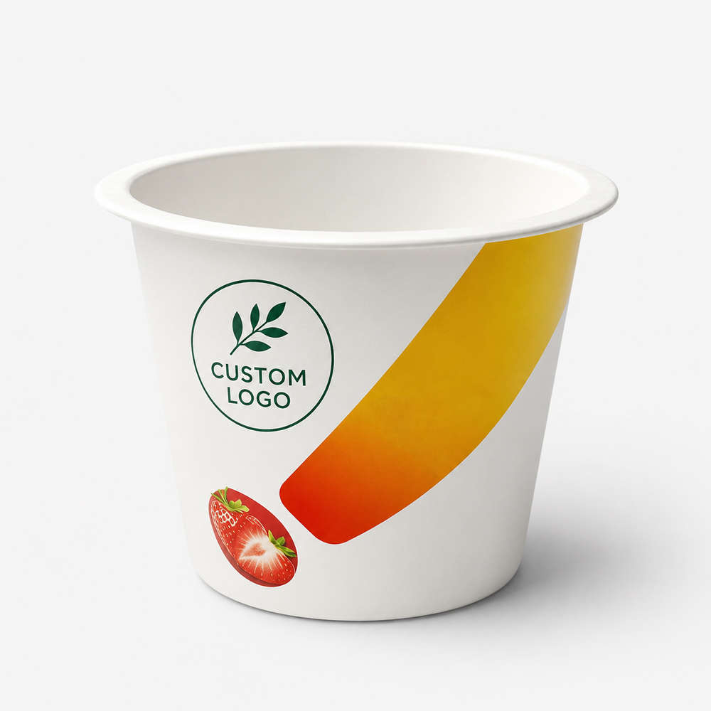 Printed Plastic Yogurt Cup with Peelable Foil-Style Lid