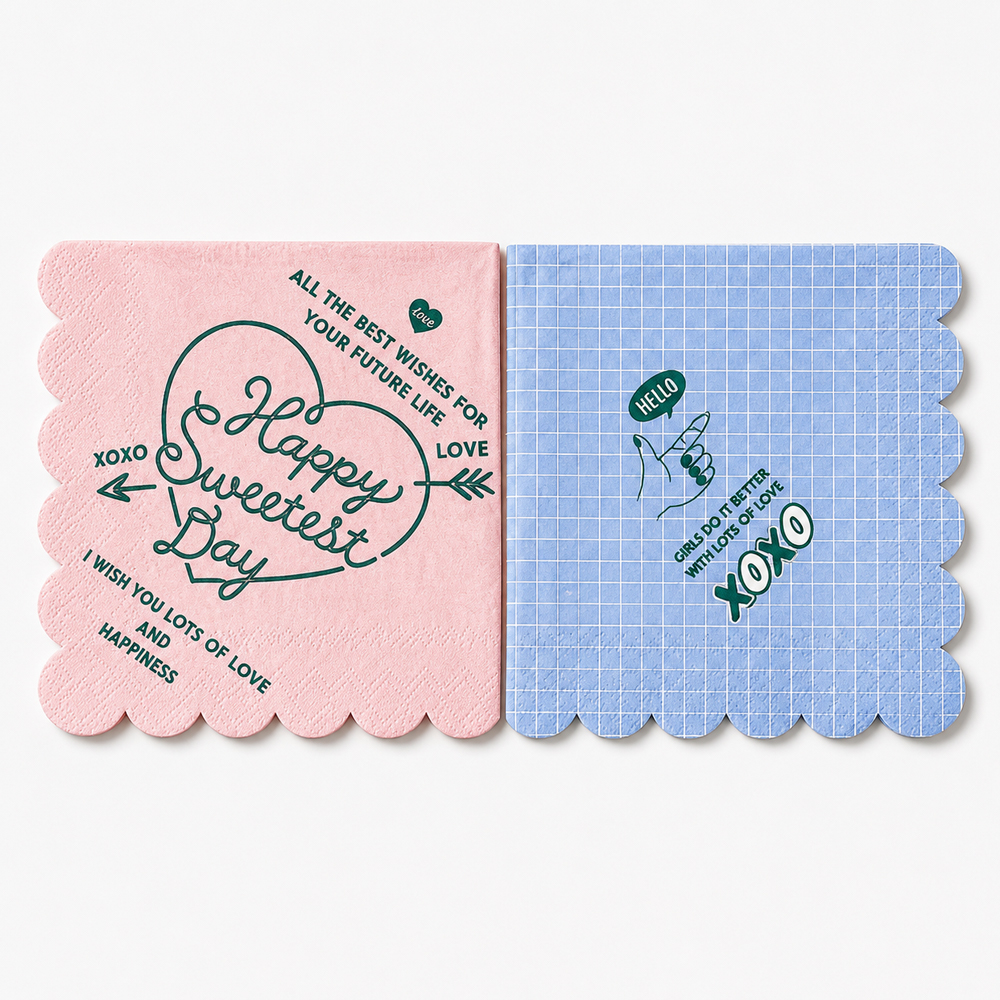 Printed Scalloped Paper Napkins for Party Table Service