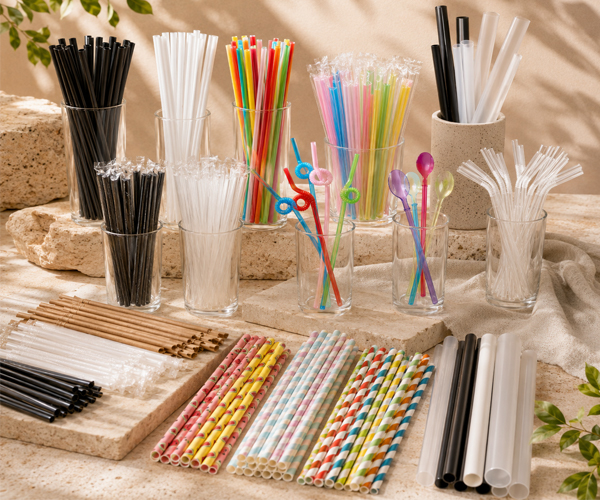 Printed straw wrappers for private label foodservice supply