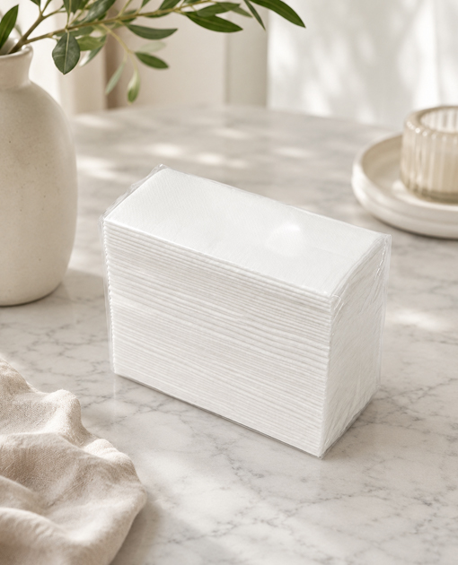 Private-label napkin packaging for retail and foodservice supply