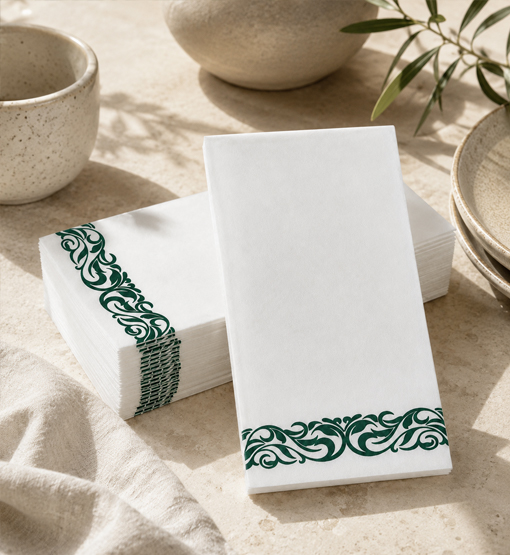 Private-label napkin packaging for retail and foodservice supply