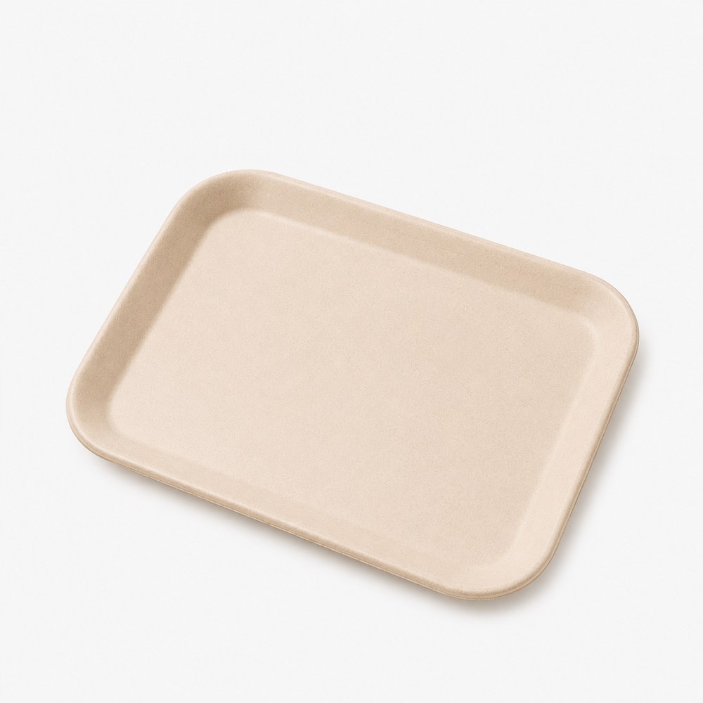 Rectangular Bamboo Fiber Tray for Cafe & Dining Service