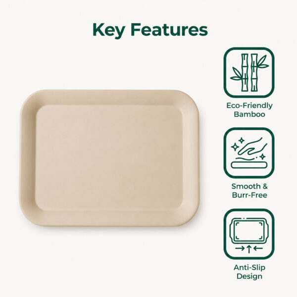 Rectangular Bamboo Fiber Tray for Cafe & Dining Service