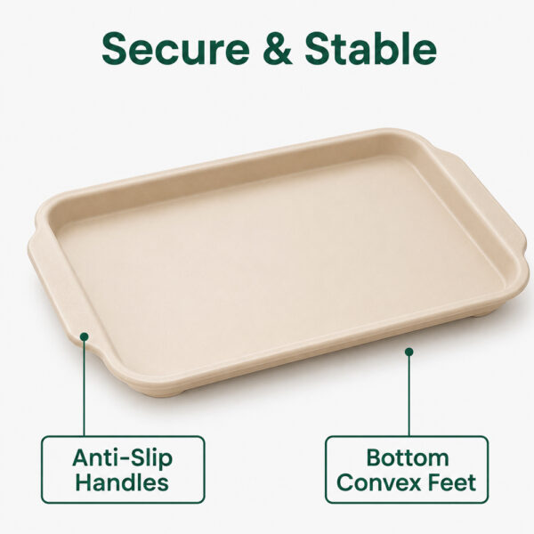 Rectangular Bamboo Fiber Tray for Cafe & Dining Service