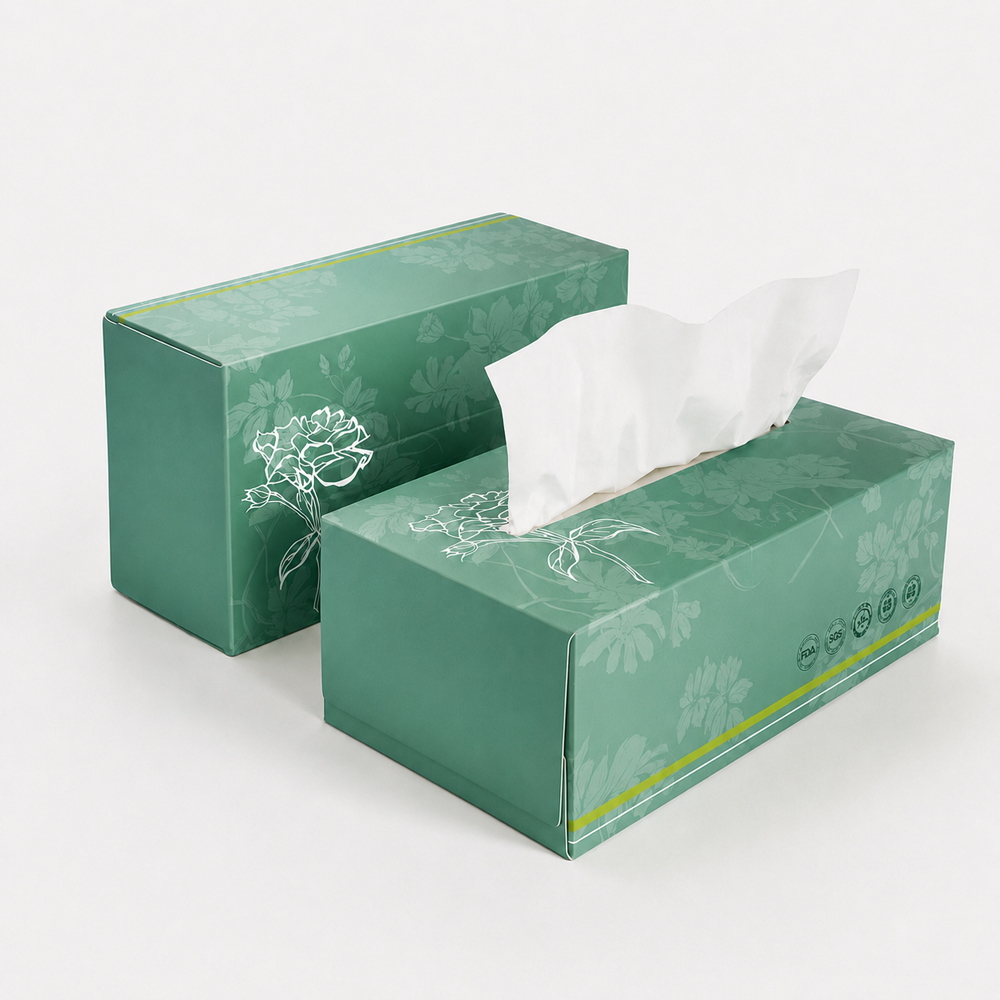 Rectangular Facial Tissue Box for Private Label Supply