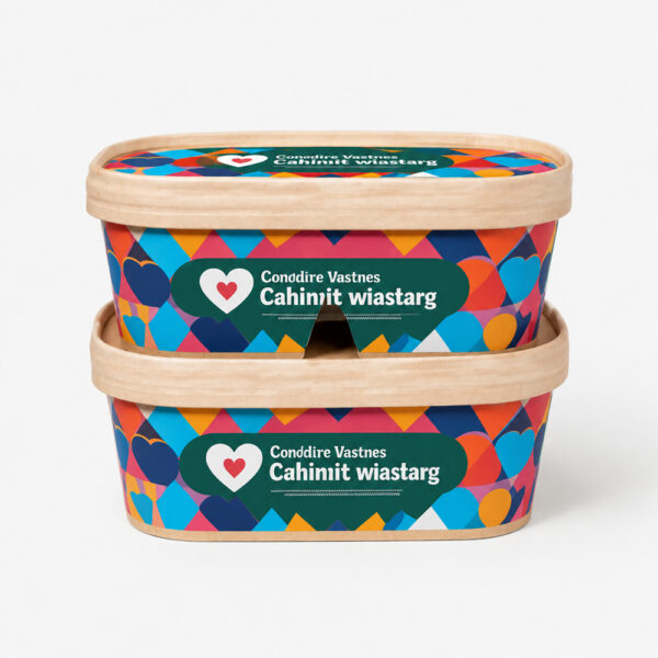 Rectangular Paper Bowl with Custom Print and Lid Rectangular Paper Bowl with Custom Print and Lid