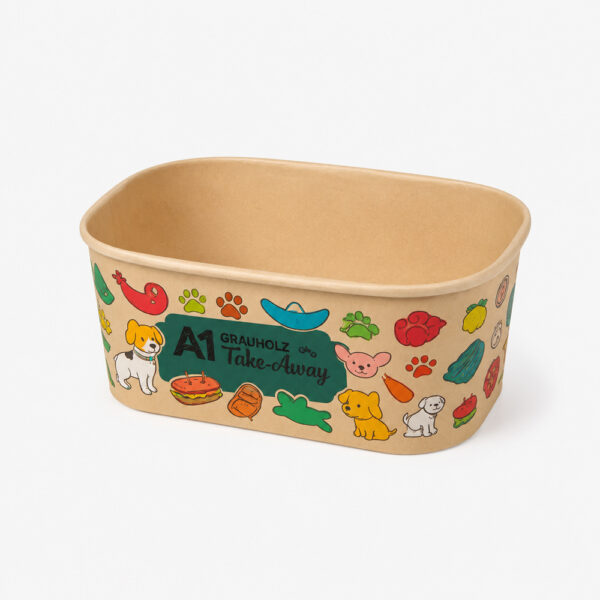 Rectangular Paper Bowl with Custom Print and Lid Rectangular Paper Bowl with Custom Print and Lid