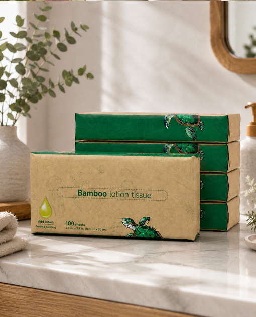 Rectangular facial tissue box for commercial use