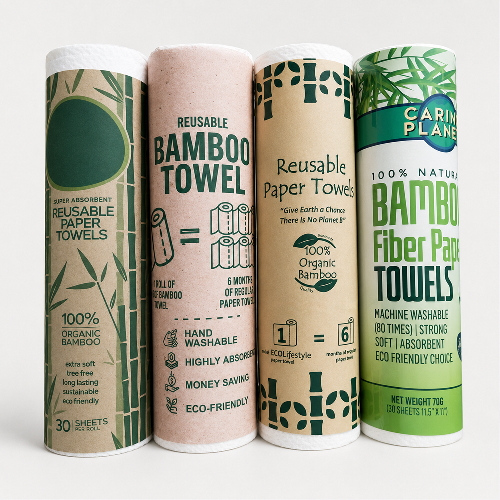Reusable Bamboo Kitchen Towel Roll for Cleaning