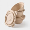 Round Bamboo Fiber Bowl with Fitted Lid for Meal Service Round Bamboo Fiber Bowl with Fitted Lid for Meal Service