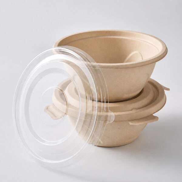 Round Bamboo Fiber Bowl with Fitted Lid for Meal Service Round Bamboo Fiber Bowl with Fitted Lid for Meal Service