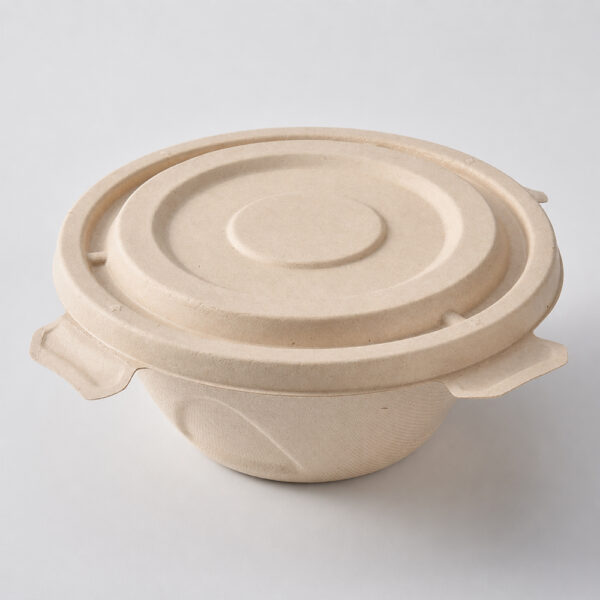 Round Bamboo Fiber Bowl with Fitted Lid for Meal Service Round Bamboo Fiber Bowl with Fitted Lid for Meal Service