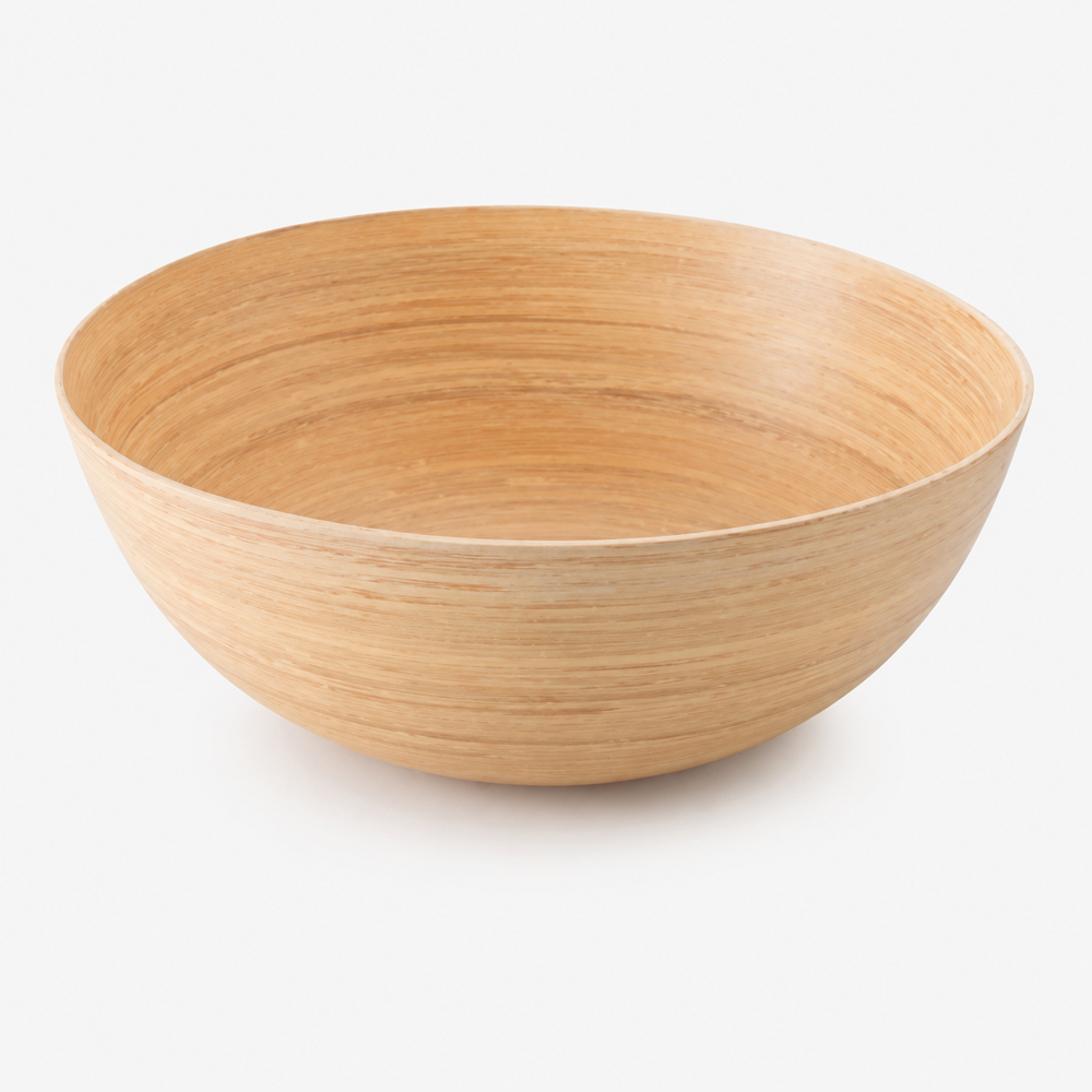 Round Bamboo-Style Bowl for Salad and Snack Serving