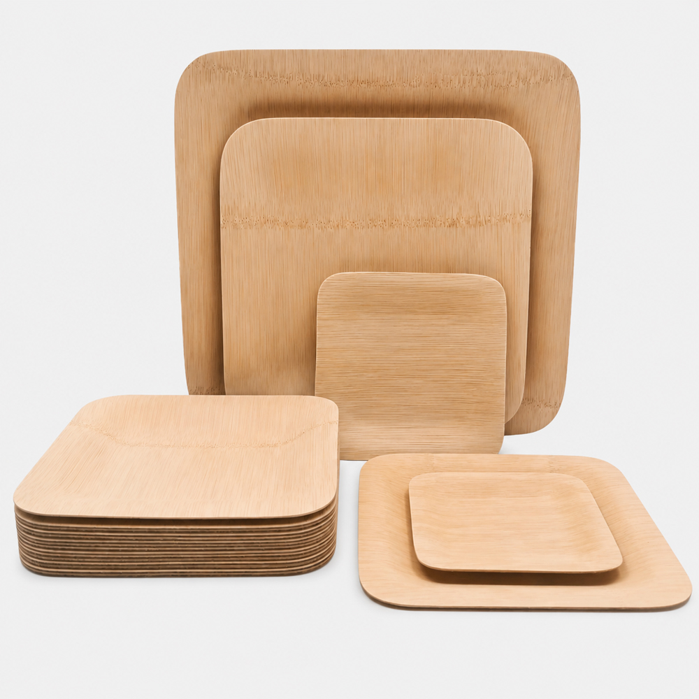 Round Bamboo-Style Disposable Plate for Catering