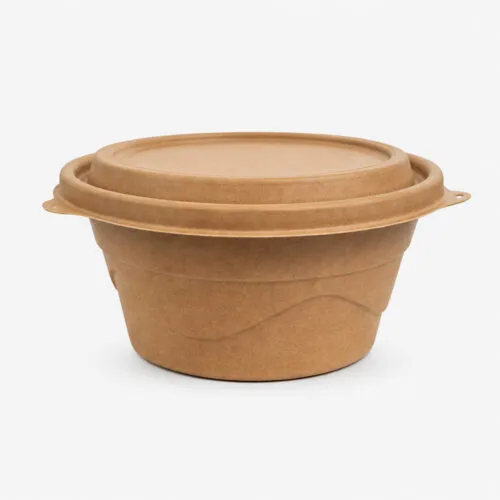 Round Molded Bamboo Fiber Bowl with Lid for Takeaway