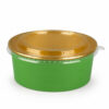 Round Paper Bowl with Gold Rim and Clear Lid