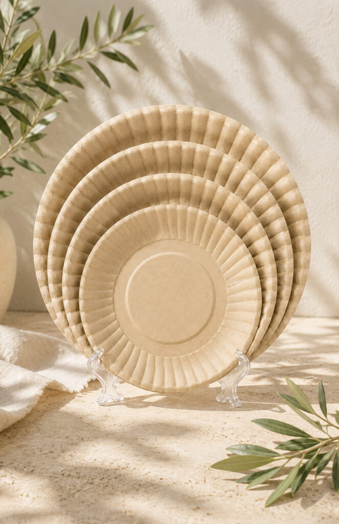 Round bamboo plates for appetizers, desserts, and event meals