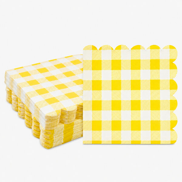 Scalloped Paper Napkins in Yellow Gingham Scalloped Paper Napkins in Yellow Gingham