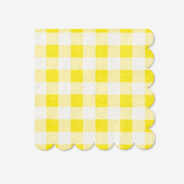 Scalloped Paper Napkins in Yellow Gingham Scalloped Paper Napkins in Yellow Gingham