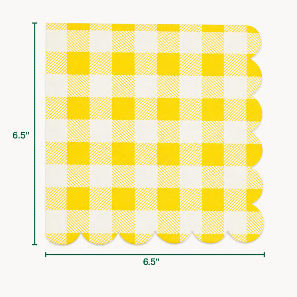 Scalloped Paper Napkins in Yellow Gingham Scalloped Paper Napkins in Yellow Gingham