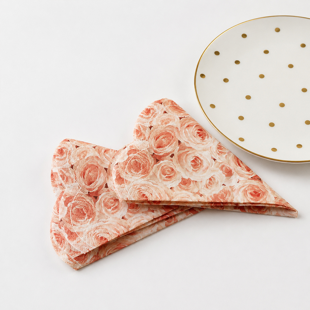 Scalloped Rose Paper Napkins for Table Service