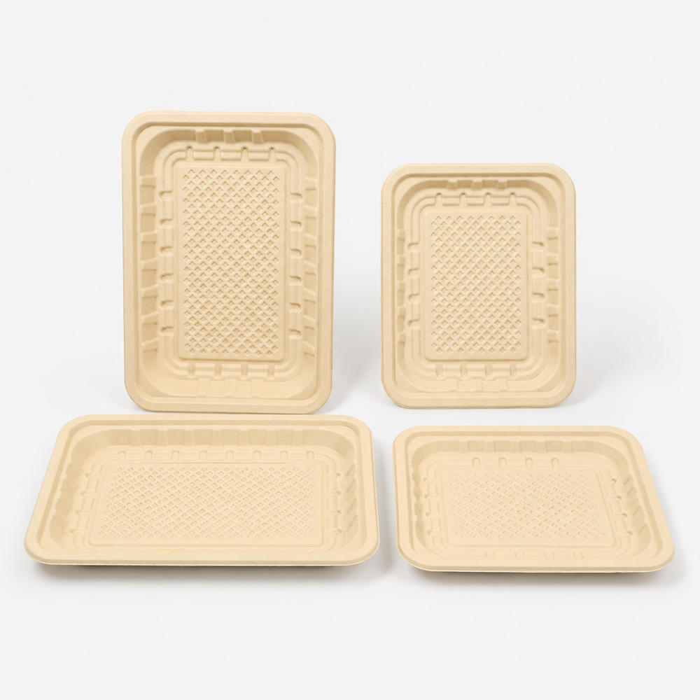 Shallow Bamboo Fiber Food Tray for Deli and Produce