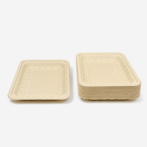 Shallow Bamboo Fiber Food Tray for Deli and Produce