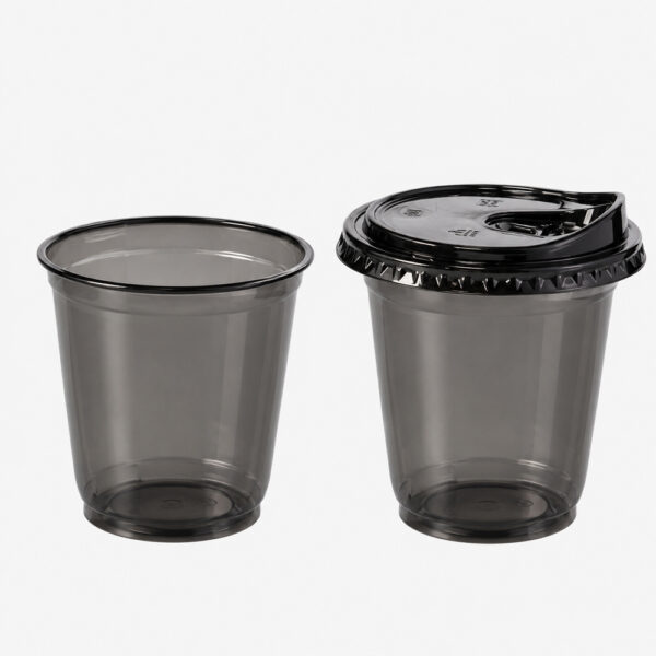 Smoky Clear Milk Tea Cup with Black Sip Lid