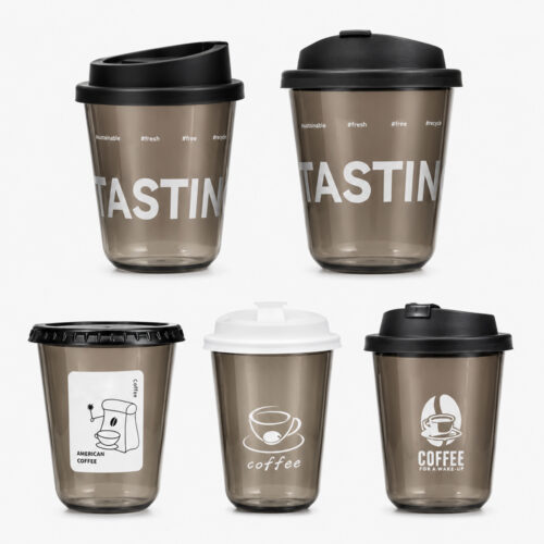 Smoky Clear Milk Tea Cup with Black Sip Lid