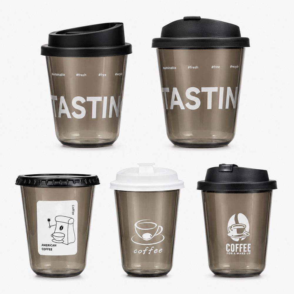 Smoky Clear Milk Tea Cup with Black Sip Lid