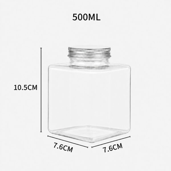Square 500ml Clear Beverage Bottle with Screw Cap Square 500ml Clear Beverage Bottle with Screw Cap