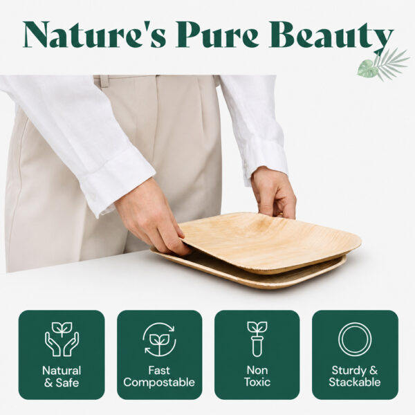 Square Areca Palm Leaf Plates for Catering