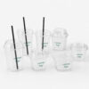 Square Clear Milk Tea Cups with Fitted Lids Square Clear Milk Tea Cups with Fitted Lids