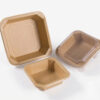 Square Kraft Paper Bowl with Clear Fitted Lid