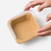 Square Kraft Paper Bowl with Clear Fitted Lid