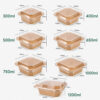 Square Kraft Paper Bowl with Clear Lid for Takeaway Square Kraft Paper Bowl with Clear Lid for Takeaway