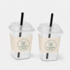 Square PP Drink Cup with Straw-Slot Lid Square PP Drink Cup with Straw-Slot Lid