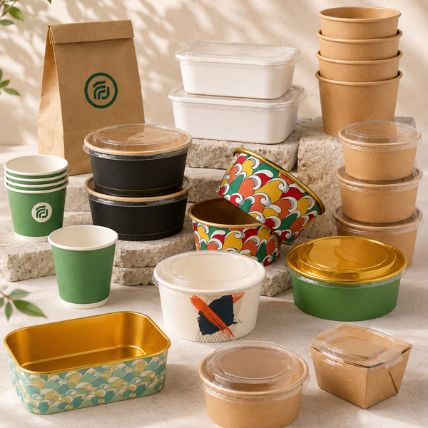 Stackable paper bowls packed for commercial foodservice supply
