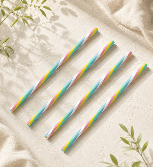 Striped plastic straws for cafés and beverage shops
