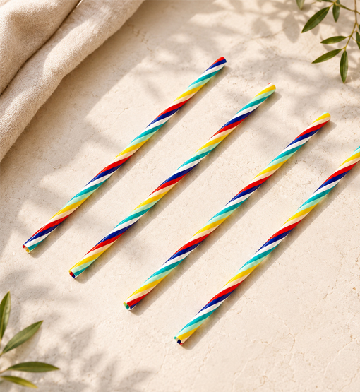 Striped plastic straws for cafés and beverage shops