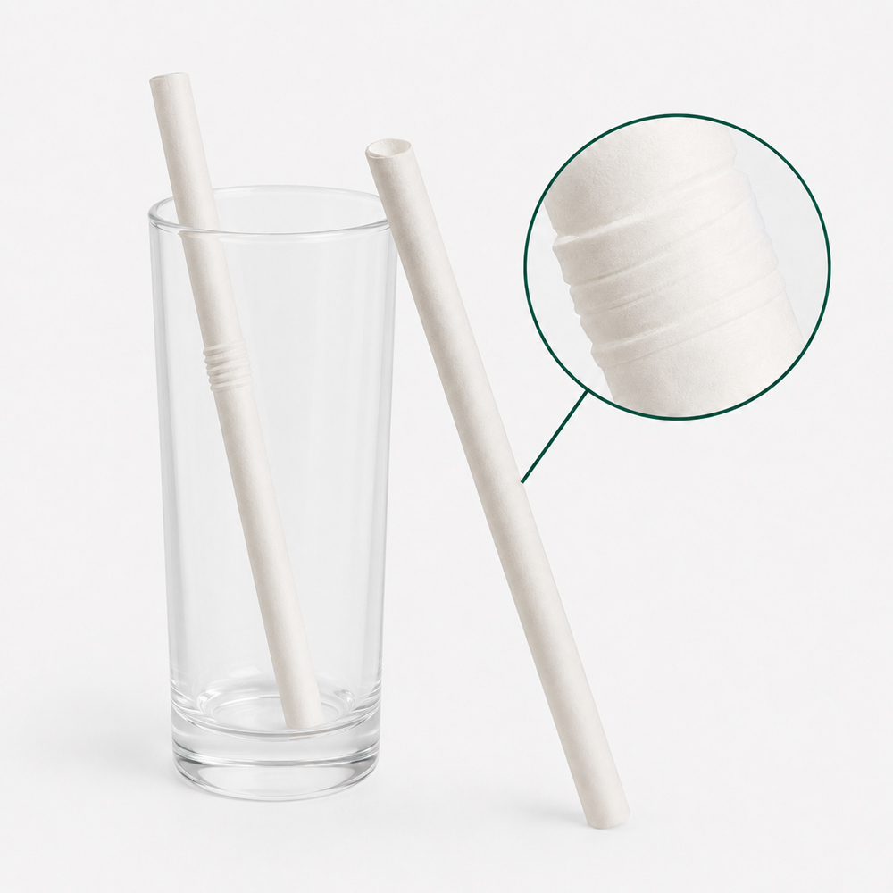 Telescopic White Paper Straws for Beverage Service
