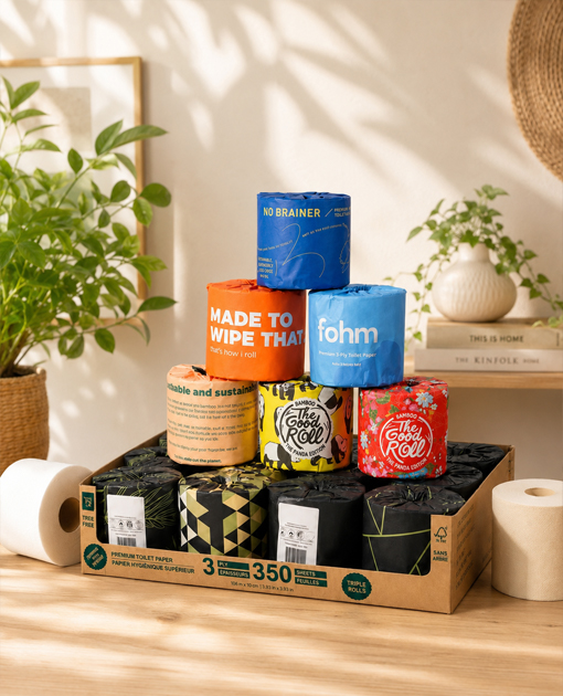 Toilet paper rolls for hotels and commercial buildings