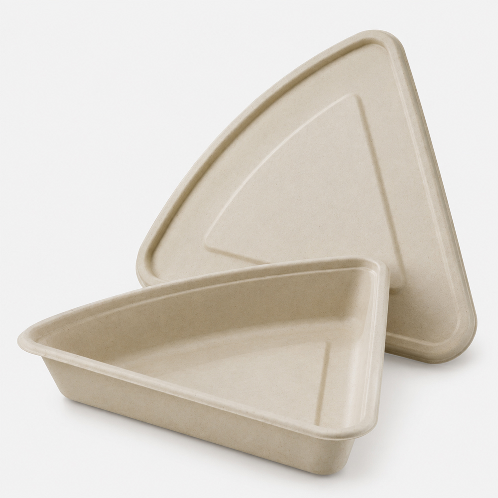Triangular Bamboo Fiber Tray for Pizza and Crepe Slices