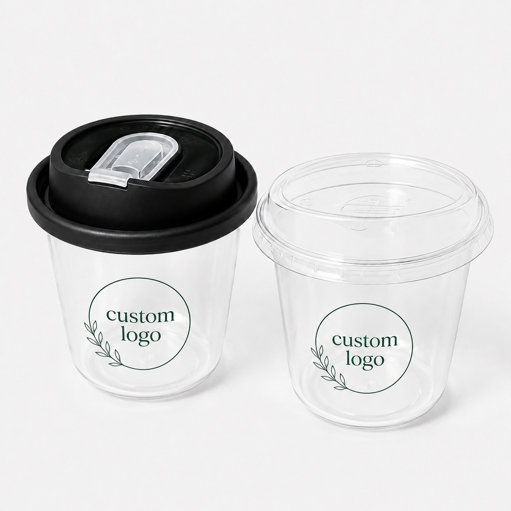 U-Shaped Clear PET Cup with Multiple Lid Options
