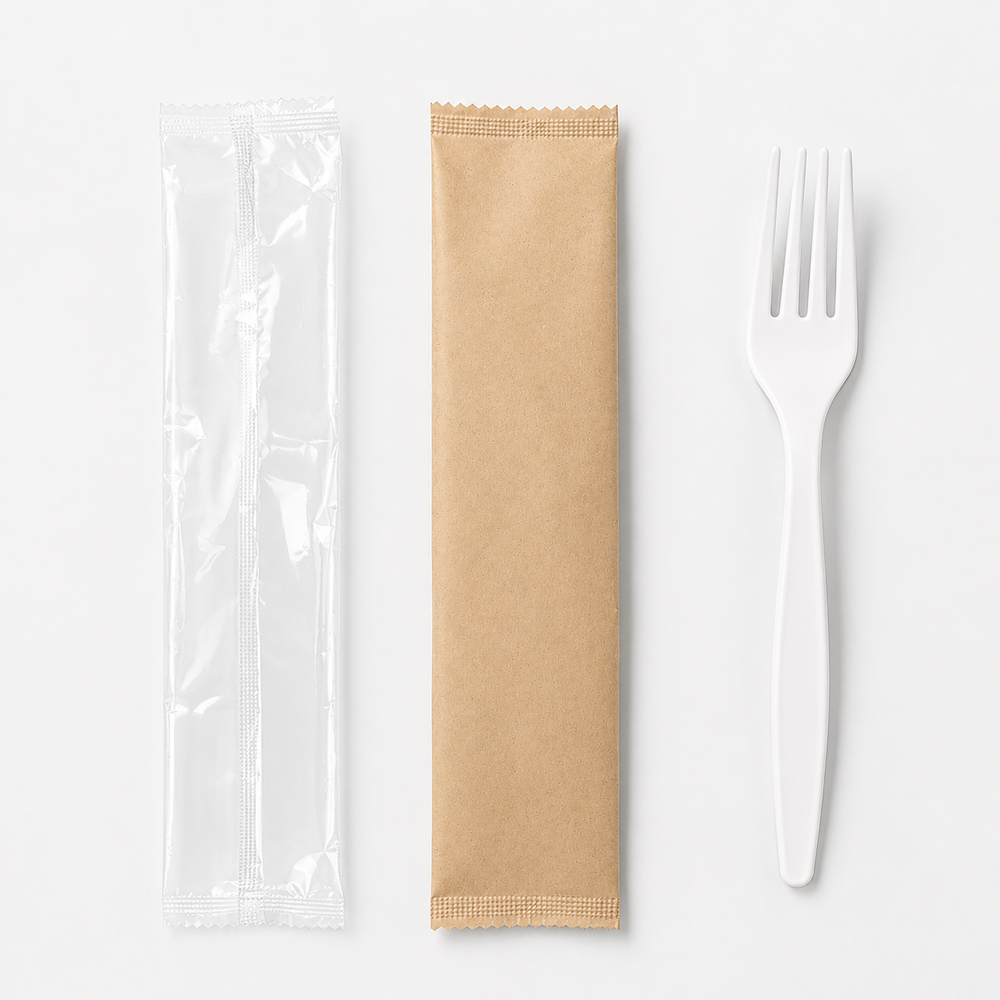 White Disposable Fork for Foodservice Use