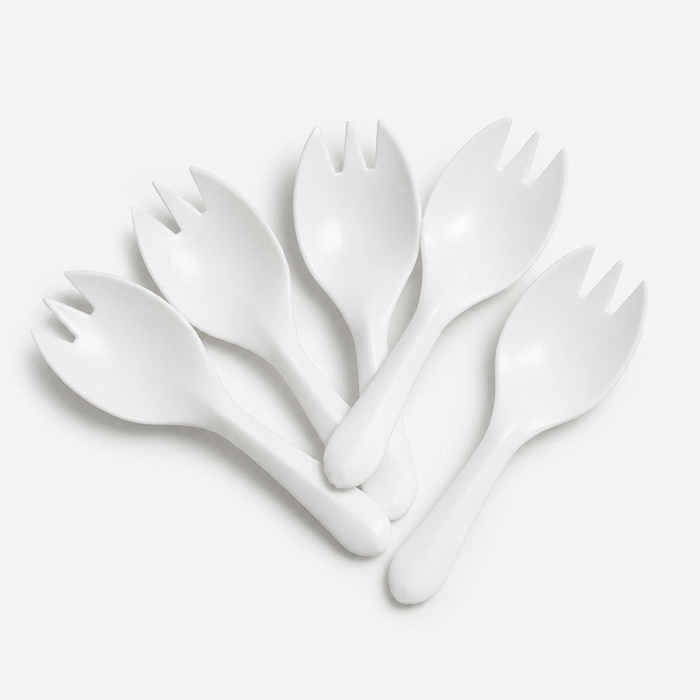 White Disposable Spork for Takeaway Meal Service