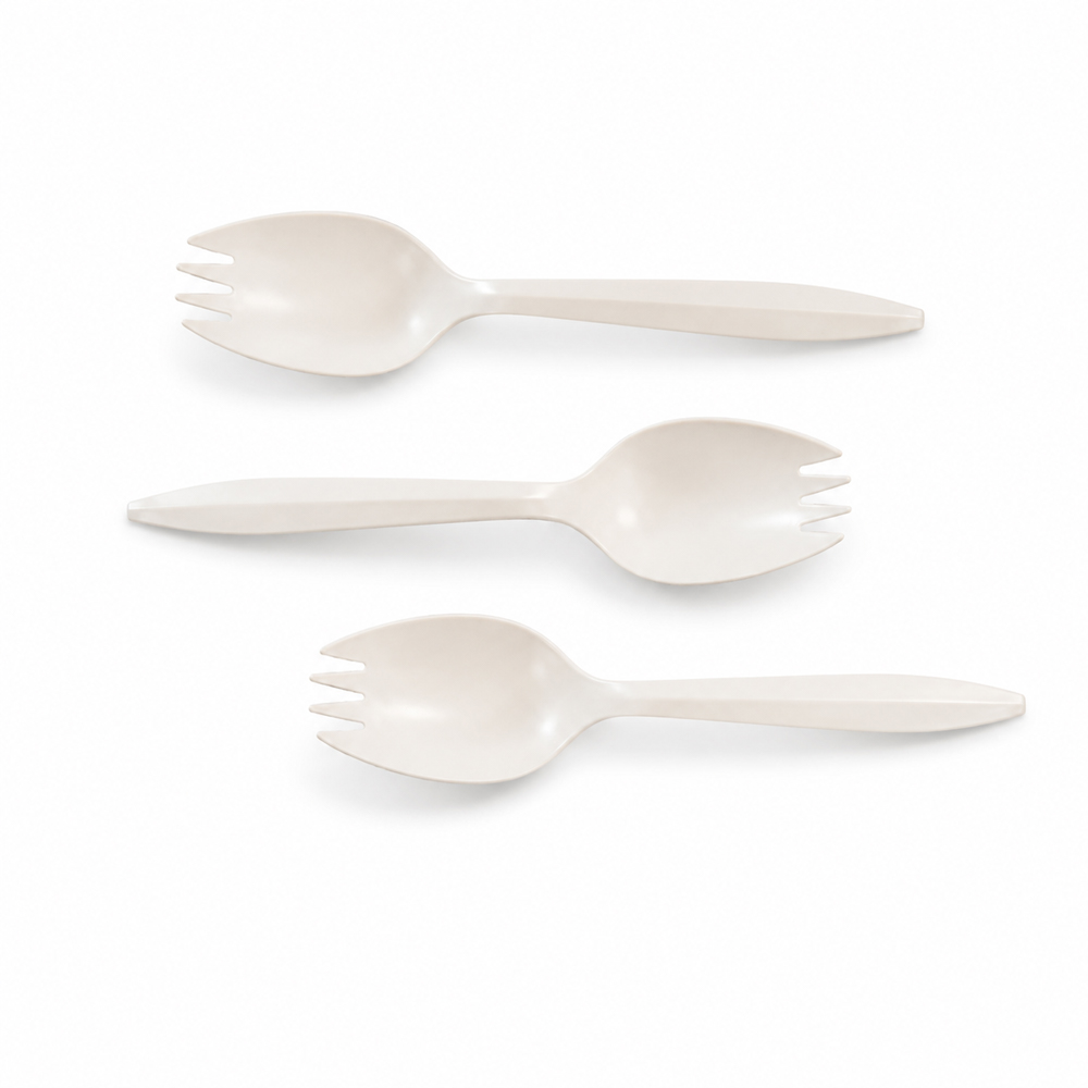 White Disposable Spork for Takeaway Meals
